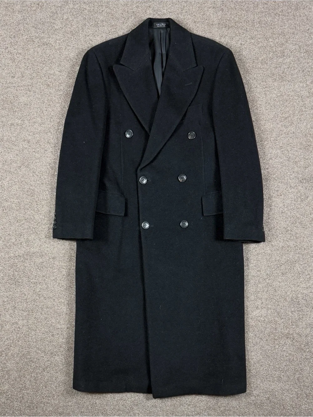 Chaps Ralph Lauren Dark Grey Double Breasted Wool Cashmere Long Overcoat Mens 38